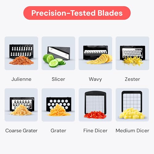 Fullstar Vegetable Chopper & Mandoline Slicer - Julienne Cutter Dicer Grater for Food Veg Onion Cucumber Tomato Salad Potato Cheese - Kitchen Gadgets & Accessories (PRO 8-in-1, White)