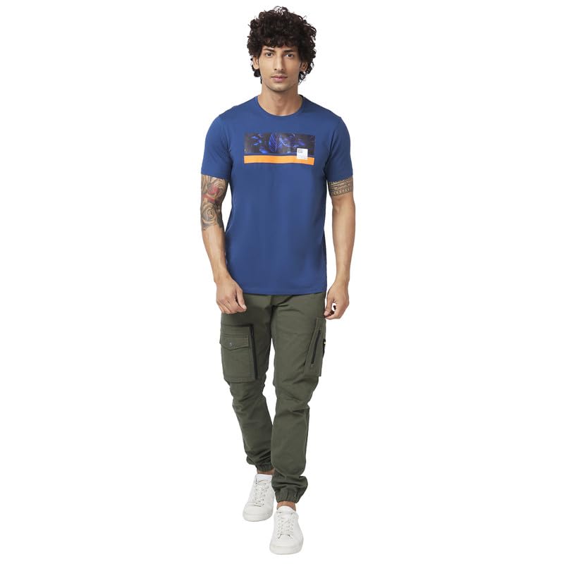 Image of Spykar Men's Slim Fit Round Neck Half Sleeve Printed Casual T-Shirt