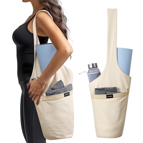 Navaris Yogatasche - Yoga Tasche für Matte und Zubehör - Yogamattentasche - Leicht und langlebig - Tasche Yogamatte mit Fächern - Tragetasche - Taschen für Yogamatten