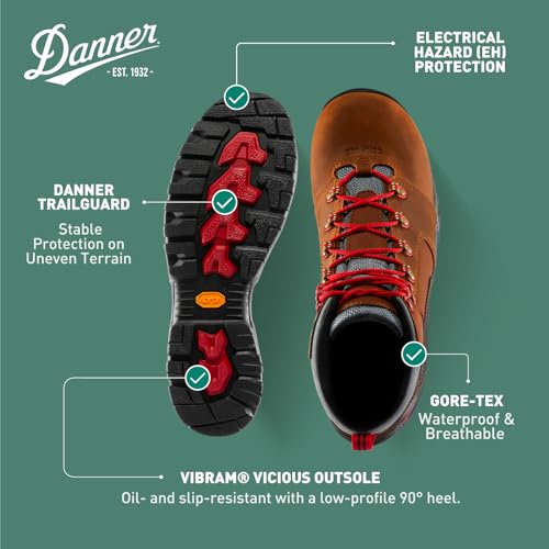 Image of Danner Vicious 4.5 inch Waterproof Work Boots for Men - Full-Grain Leather with Breathable Gore-Tex Lining, Speed Lace System