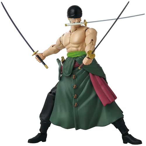 Bandai - Anime Heroes - Action Figure One Piece - Roronoa Zoro 17 cm Three Sword Style - Licencia Oficial One Piece - Figura de acción articulada Zoro 3 Espadas - Juguete para niños a partir de 4 años