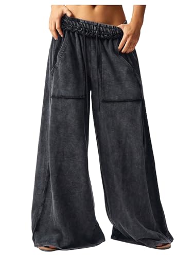 SOLY HUX Women's Wide Leg Sweatpants Drawstring Elastic Waist Palazzo Long Baggy Pants with Pockets