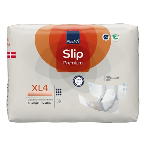 ABENA Slip Premium All-in-One Inkontinenzeinlagen für Damen und Herren, Eco-Labeled Damen-Inkontinenzeinlagen, Inkontinenzeinlagen, XL 4, 110-170 cm Taille, 4000 ml Saugfähigkeit, 12 Stück