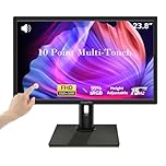 23.8 Inch Touchscreen Monitor FHD 1920x1080P, Height/Pivot/Swivel/Tilt Adjustable Desktop PC Touch Screen with Built-in Speakers, HDMI, VGA, Type-B, 75Hz Computer Touch Screen Display, VESA, Black