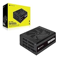Corsair RM1000x 80 Plus Gold Vollmodulares 1000 Watt ATX-Netzteil (135-mm-Lüfter mit Magnetschwebelager, Umfassende Kompatibilität, Japanische Kondensatoren, Extrem Schnelles Aufwachen) EU - Schwarz – Ansicht 7