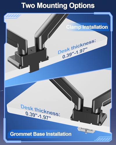 MOUNT PRO Dual Monitor Stand for Up to 44 lbs Ultrawide Screens Max 49 Inch, Heavy Duty Monitor Arm for 2 Monitors, Premium Full Motion Double Computer Desk Mount, VESA Mount 75x75/100x100mm - Thumbnail 7