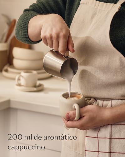 Miniatura 3 de Cosumy Juego De 4 Tazas De Capuchino Con Platillos Blancas Taza Ceramica 200ml Juego Cafe Que Conserva El Calor Tazas Elegantes Con Esmalte Artesanal Juego Tazas Cafe Con Leche Para Desayuno