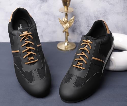 Image of LOUIS STITCH Men's Mustard and Black Sneakers Shoes Casual Sneaker for Men Cushion Sole Breathable Inner (LSP-SNK-PN-MUJB)