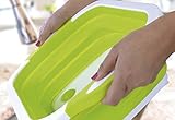 Folding Cutting Board With Basket | Collapsible Dish Tub with Draining Plug | Colander Fruits Vegetables Wash and Drain Sink Storage Basket