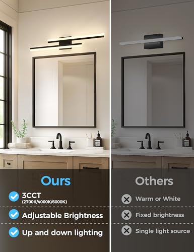 Image of L LOHAS LED Bathroom Vanity Light Bar Over Mirror 3CCT 32Inch Modern Black