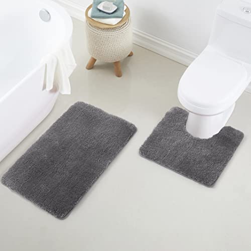 YHF Bathroom Rug Set 2Piece, Thick &Soft Microfiber Shaggy, U