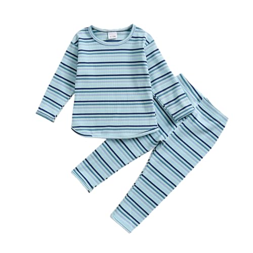 Toddler Boy Sweater Set Baby Striped Pants Outfit Knit Long Sleev...