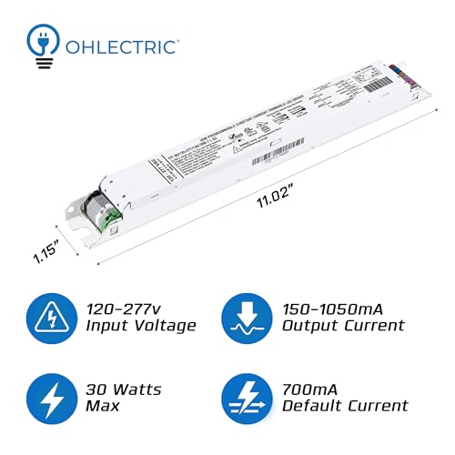 Image of OHLECTRIC Replacement OTi 30 /120-277 /1A0 DIM-1 L G2 Linear 120-277V LED Driver with Programmable Output, 150-1050mA & 10-55V, 30 Watts Power. LED Dimmer, 1-100% LED Dimming Range