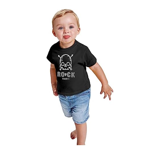 Camiseta Rock Baby para Bebés - Camiseta Punk Rock de Manga Corta, algodón Suave y Tacto Agradable (12 Meses)