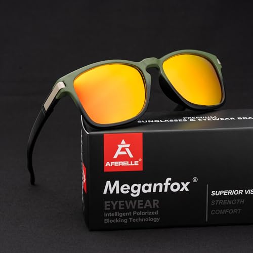 Image of Aferelle Meganfox Series Unisex Polarized Resin Lens | 100% UV Protection | Retro Square | German Polyamide Crack Proof Unbreakable Frame | Medium
