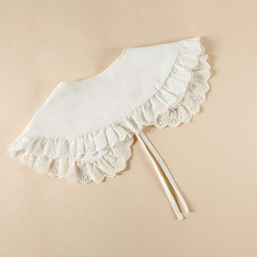 Japanese For Fake Collar Shawl Wrap Hollow Out Floral Lace Ruffled Trim Necklace Lapel Blouse Short Capelet3