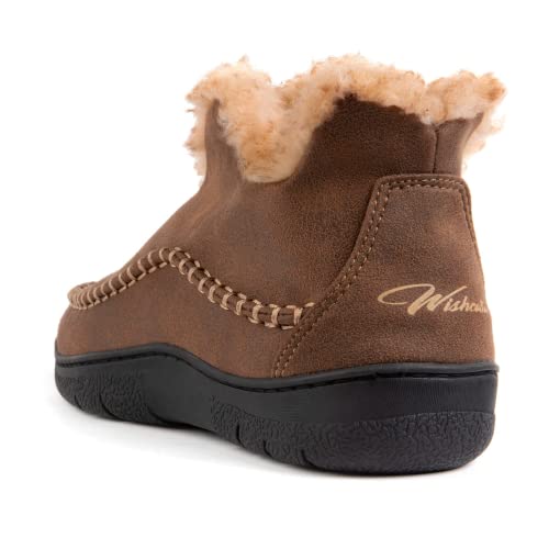 Wishcotton Men's Moccasin Bootie Slippers With Cozy Memory Foam, Winter Warm Fuzzy Indoor Outdoor House Shoes Coffee,11 M Us #TOP2