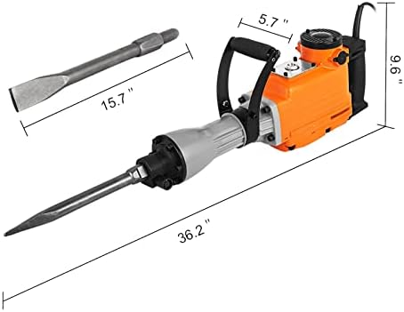 1500W Electric Demolition Jack Hammer Drill with 2 Chisels Heavy-Duty Jackhammer Concrete Breaker Chipping Impact Picks