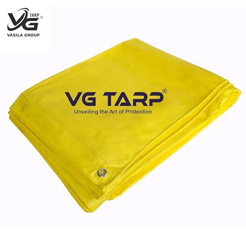 Image of 250 GSM HDPE Tarpaulin 6 X 9 Feet I Heavy-Duty Waterproof Non-Filler Sheet for Car Parking Shed, Tin Shed, Bike Cover, Outdoor Rainproof Tent, Garden, (Yellow)