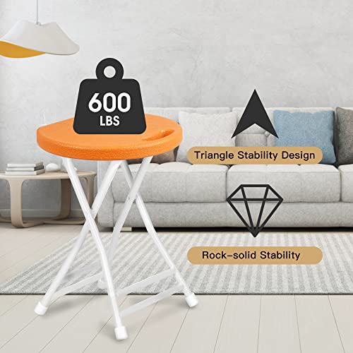 COOZMENT Folding Stool with Handle,Folding Chair,Folding Bar Stool with Non-Slip Feet,600 lbs Capacity,Indoor and Outdoor Foldable Stool for Adults(13"×11.5"×18") - Thumbnail 5