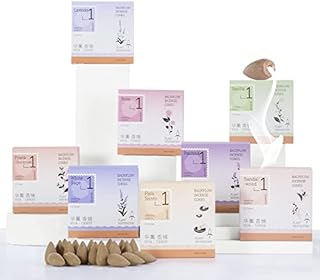 HuaCense 8 Mixed Premium Backflow Incense Cones, Natural Scented Waterfall Cones (96 Backflow Cones in Total), for Healing, Relaxing and Meditation (Gift Set #1)