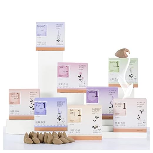 HuaCense 8 Mixed Premium Backflow Incense Cones, Natural Scented Incense Waterfall Cones, Natural Essential Oil Back Flowing Cones for Healing, Relaxing and Meditation (Gift Set #1)