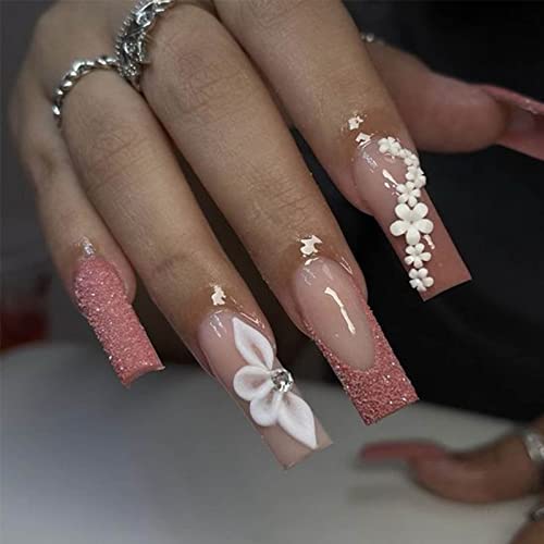 Votacos Nail Art Charms 3D Flower Nail Charms For Acrylic Nails White Gold Nail Art Supplies Luxurious Gems Rhinestones Pearls Design Nail Accessories For Women And Girls Nail Decorations. #TOP4