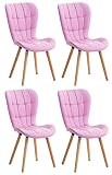 CLP Set De 4 Sillas Elda De Comedor En Polipiel I Butacas Modernas Sin Reposabrazos & Base De Madera I Juego De 4 Sillas, Color:Fucsia