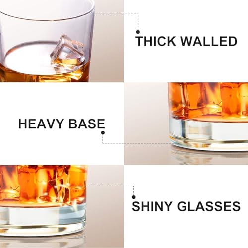 Image of PrimeWorld Mexico Crystal Whiskey Glasses Set of 6 pcs- 300 ml Bar Glass for Drinking Bourbon, Whisky, Scotch, Cocktails, Cognac- Old Fashioned Cocktail Tumblers
