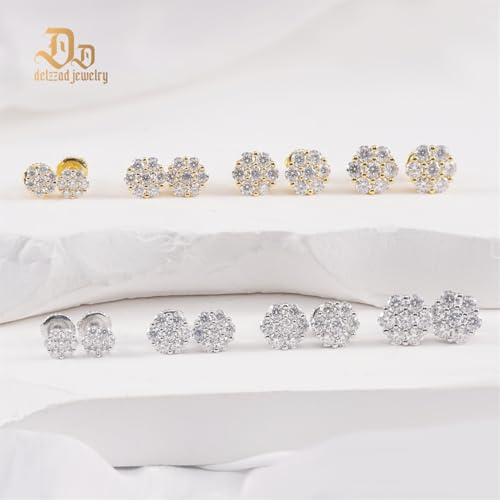 Moissanite Flower Cluster Stud Earrings, Sterling Silver S925 Moissanite Earrings for Men Women, 7-Stone Design 6
