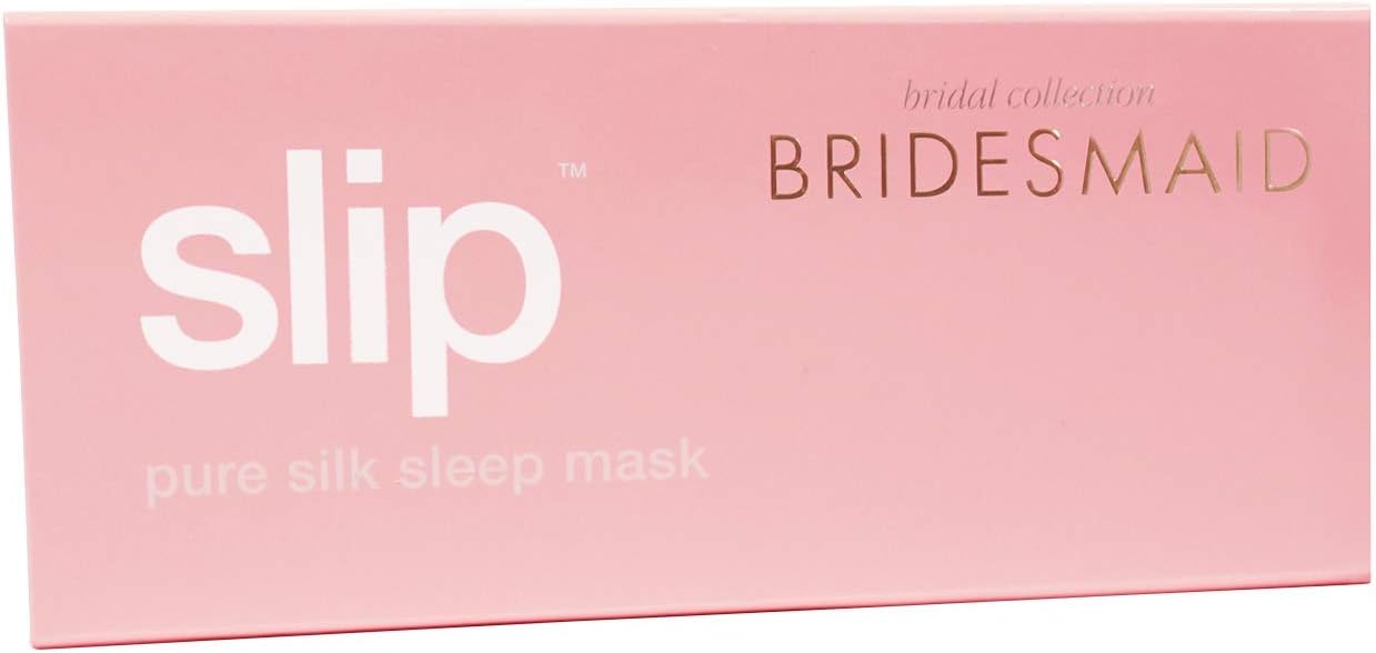Slip Silk Sleep Mask, Bridesmaid Pink Embroidered (One Size) - 100% Pure Mulberry 22 Momme Silk Eye Mask - Comfortable Sleeping Mask with Elastic Band + Pure Silk Filler and Internal Liner