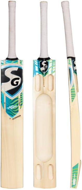 SG T-DOMINOR Kashmir Willow Cricket Bat for Tennis Ball | Lightweight Scoop Design | Aerodynamic Shape | Standard Size