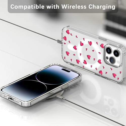 Coque magnétique iPhone 15 Pro antichoc et transparente cœur de pêche - 4