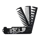 Peigne Pliable 3 en 1 pour Homme, Peigne à Dents Fines et Larges pour...