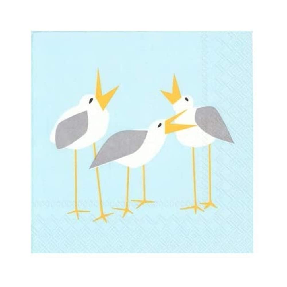 Scout & Company Seagulls Birds Coastal Cocktail Napkins - Designer Cocktail Napkins 3-ply, 40 count - For Barware, Beverage Serviettes and Cocktail Party