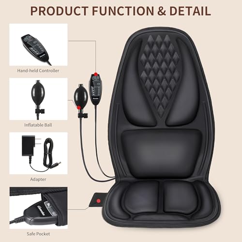 comrelax Back Massager with Heat with 8 Motors, Massage Chair Pad, Seat Massager with Back Traction for Full Body Massage, Massage Cushion for Home/Office/Valentine\'s Day