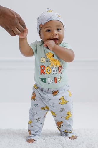 Disney Pixar Toy Story Monsters Inc. Lion King Mickey Mouse Mike Baby Bodysuit Pants and Hat 3 Piece Set Newborn to Infant4