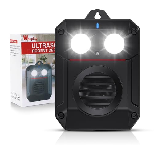 Wotplay Ultrason Souris Et Rats avec Lumière LED, Repulsif Et Rats Puissant, Noir pour, Intérieur pour, pour Cuisine, Voiture Et Jardin Extérieur