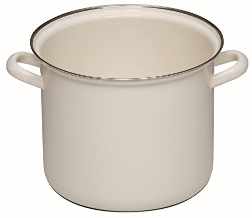 Riess 0274-033 wysoki garnek z chromowaną krawędzią 22 cm, bez pokrywki, Classic biały, pojemność 6,0 l, emalia, biały