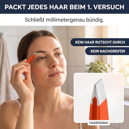 KLINGENHELD® Haargenaue Pinzette - greift jedes Haar beim 1. Versuch ohne durchrutschen - Pinzette Augenbrauen Zupfen handgeschliffen… – Ansicht 2