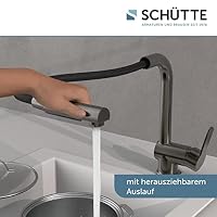 SCHÜTTE 79720 LONDON Küchenarmatur mit ausziehbarer Brause, Wasserhahn für die Küche mit Energiesparfunktion, Mischbatterie mit Einhebelmischer, Spültischarmatur, Matt Graphit – Ansicht 4