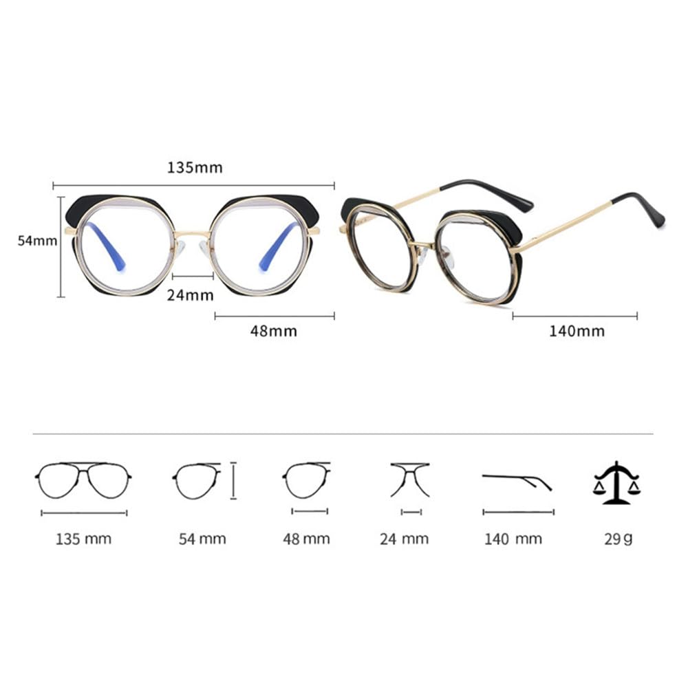 Okulary damskie Vintage okrągłe przezroczyste okulary Vintage metalowe okulary okulary