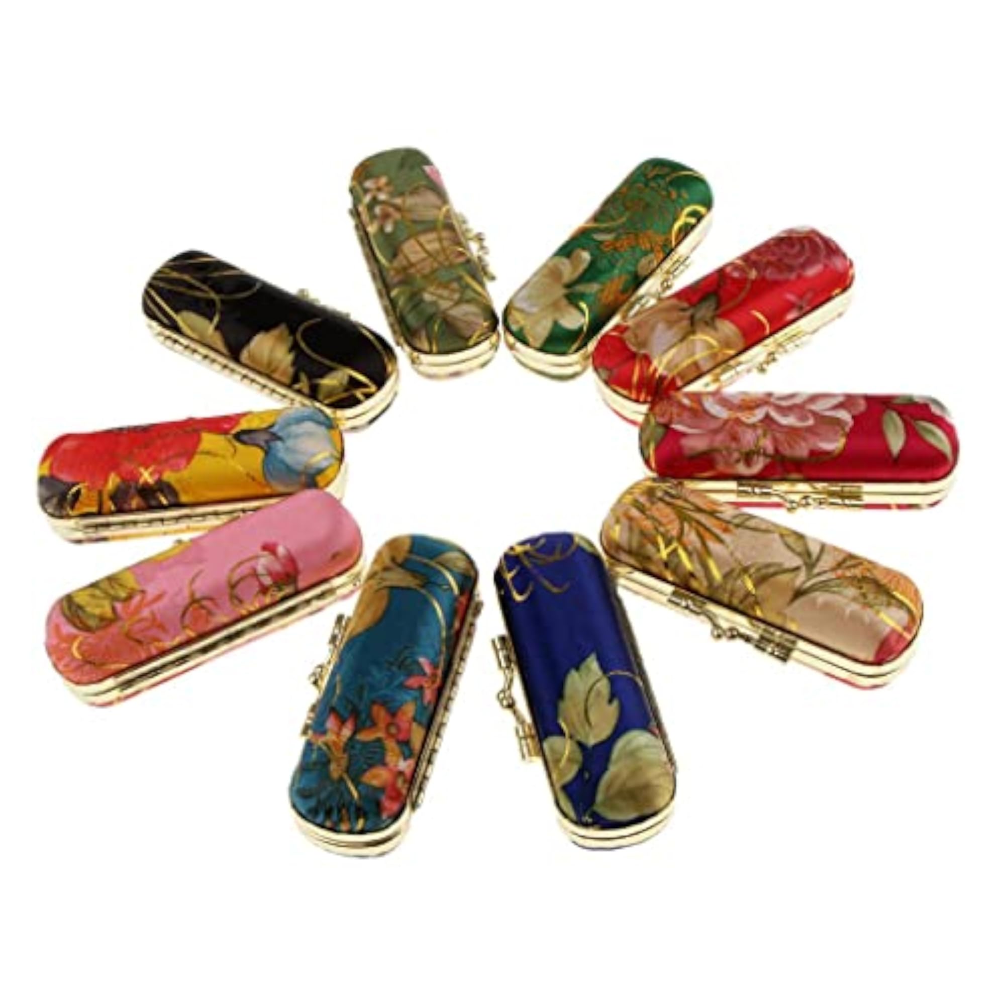 Embroidered Brocade Lipstick Case Holder with Mirror