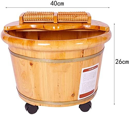 Cubeta de Madera para Remojar Pies con Tapa y Ruedas miniatura 3