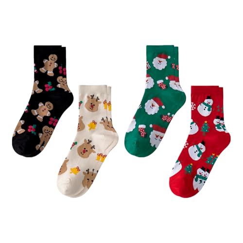 CHDZSW 4 Paar Weihnachtssocken, Weihnachten Socken, Kuschelsocken...