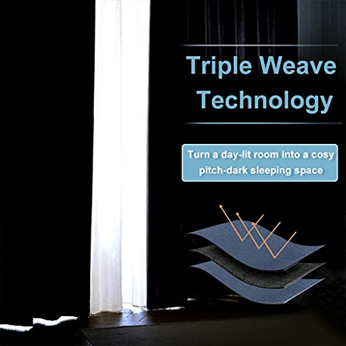 RYB HOME Small Window Curtains Blackout - Privacy Energy Saving Insulating Curtains Blinds for Bedroom Bathroom Basement Kids Nursery Kitchen, W 34 x L 48 inches, Stone Blue, 2 Panels