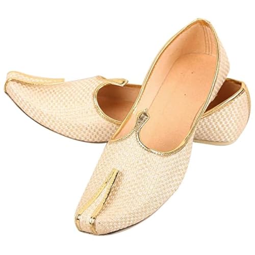 Hombres Punjabi Jutti Mojari Étnico Indio Khussa Pisos Zapatos de Boda US Talla 7-12 Yute CHQ, Crema, 43 EU Hombres Punjabi Jutti Mojari Étnico Indio Khussa Pisos Zapatos de Boda US Talla 7-12 Yute CHQ, Crema, 43 EU