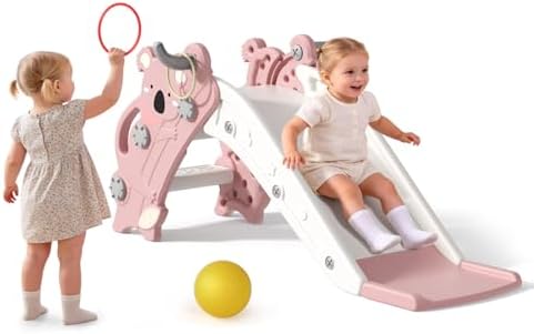 Babytronic 4 in 1 Toddler Slide for Toddlers Aged 1-3 Indoor Outdoor Pink