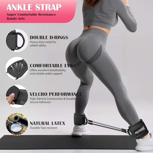 KUTIZE Ankle Resistance Bands with Cuffs & Fabric Resistance Bands Set - Legs & Glutes Workout Equipment for Women & Men, Home Gym Heavy Exercise Bands for Physical Therapy, Yoga, Strength Training by KUTIZE - Image 5