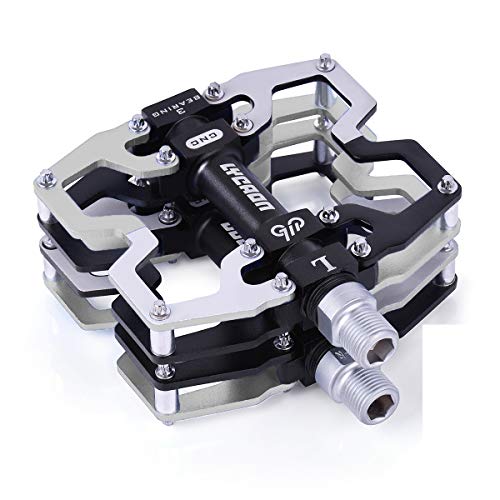 Pedales para Bicicletas, Pedal de Bicicleta de Husillo Cr-Mo Antideslizante de Aleación de Aluminio Mecanizado por CNC, para Pedales de Bici de Carretera MTB BMX Cycle Mountain de 9/16